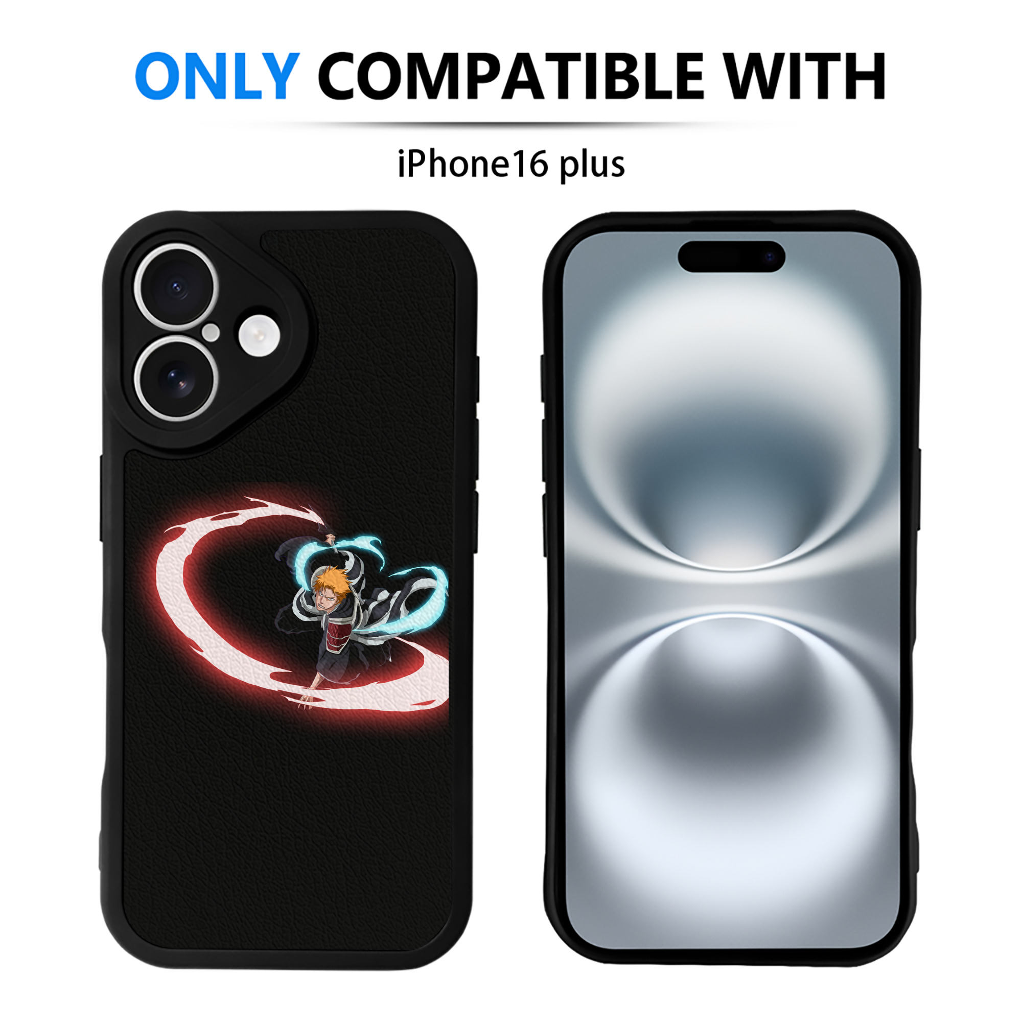 ブリーチ 黒崎一護（くろさき いちご）BLEACH Kurosaki Ichigo 【iPhone 16シリーズ対応】シリコンスマホケース（レザー調） 材質：シリコン